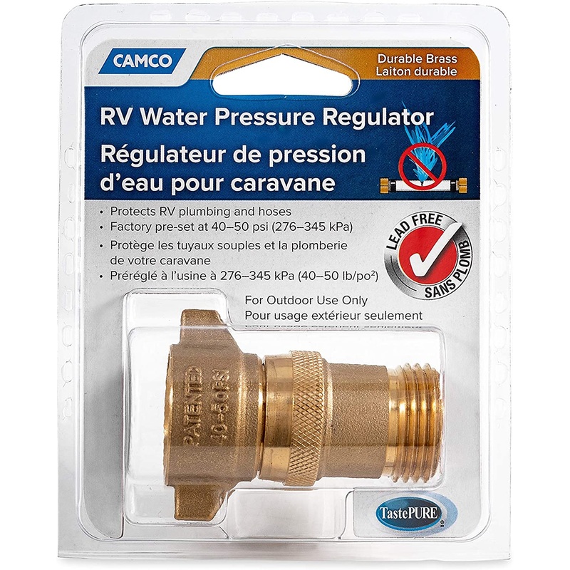 Camco RV Brass Inline Water Pressure Regulator