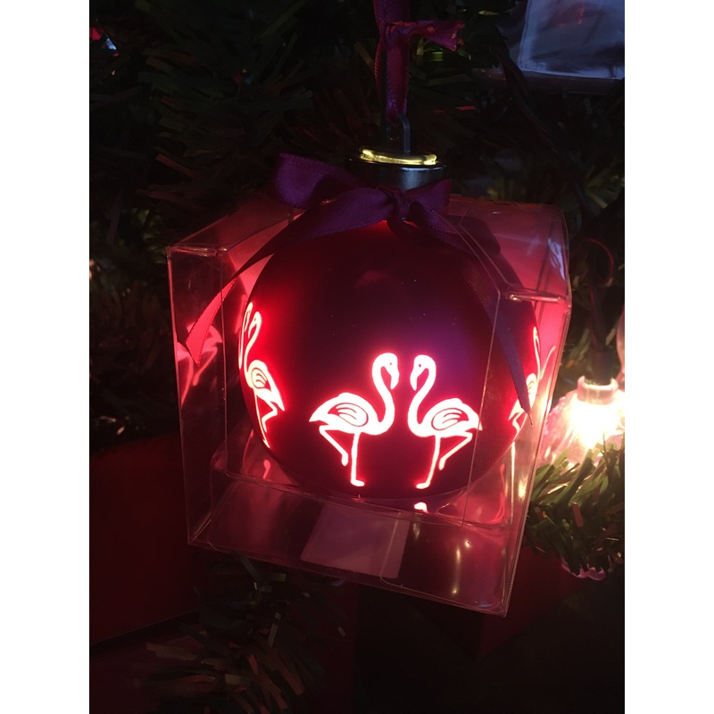 Flamingo Light Up Frosted Acrylic Ornament