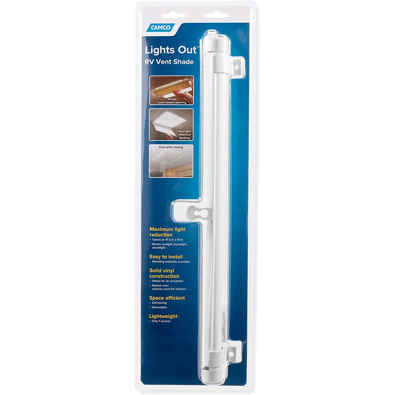 Camco 42913 14 x 14 Retractable Lights Out Vent Shade, Cream