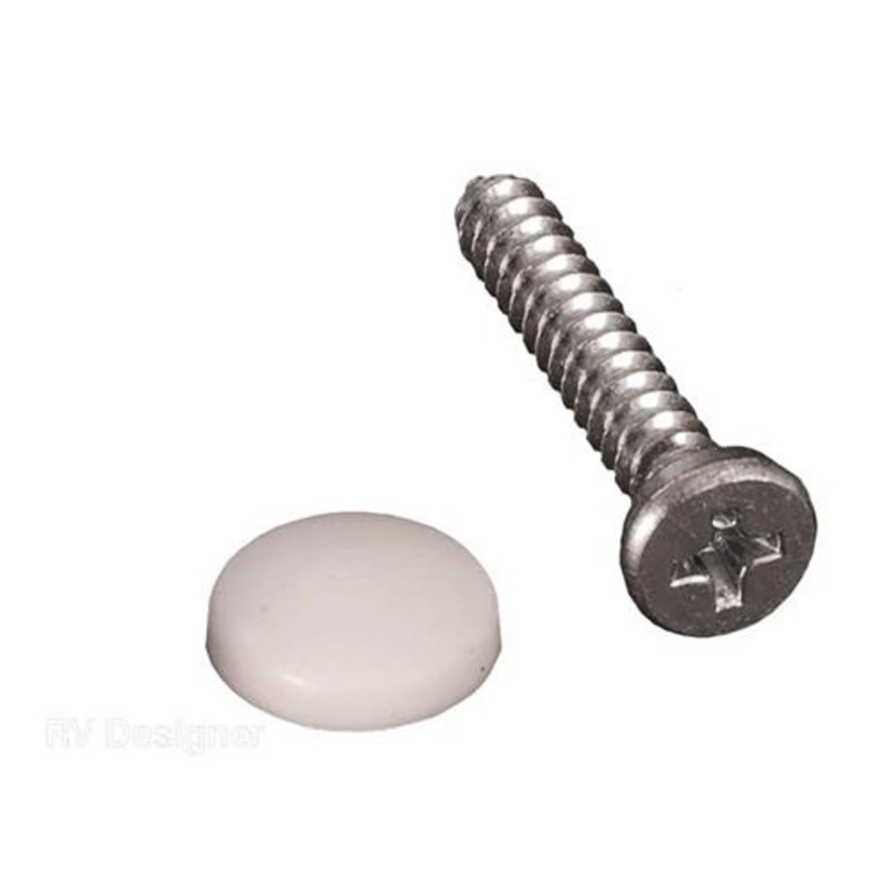 RV Designer Dashboard Screw with Cover, White – Pack of 14