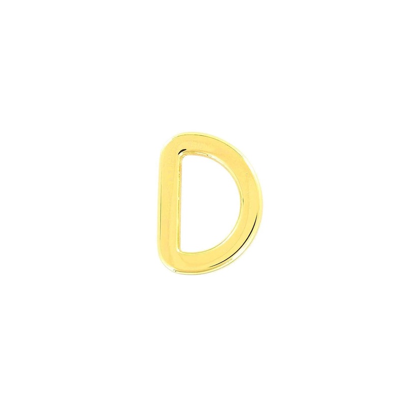 1/2 Shiny Gold, Cast Flat D Ring, Zinc Alloy-PK5, #P-2564-GOLD