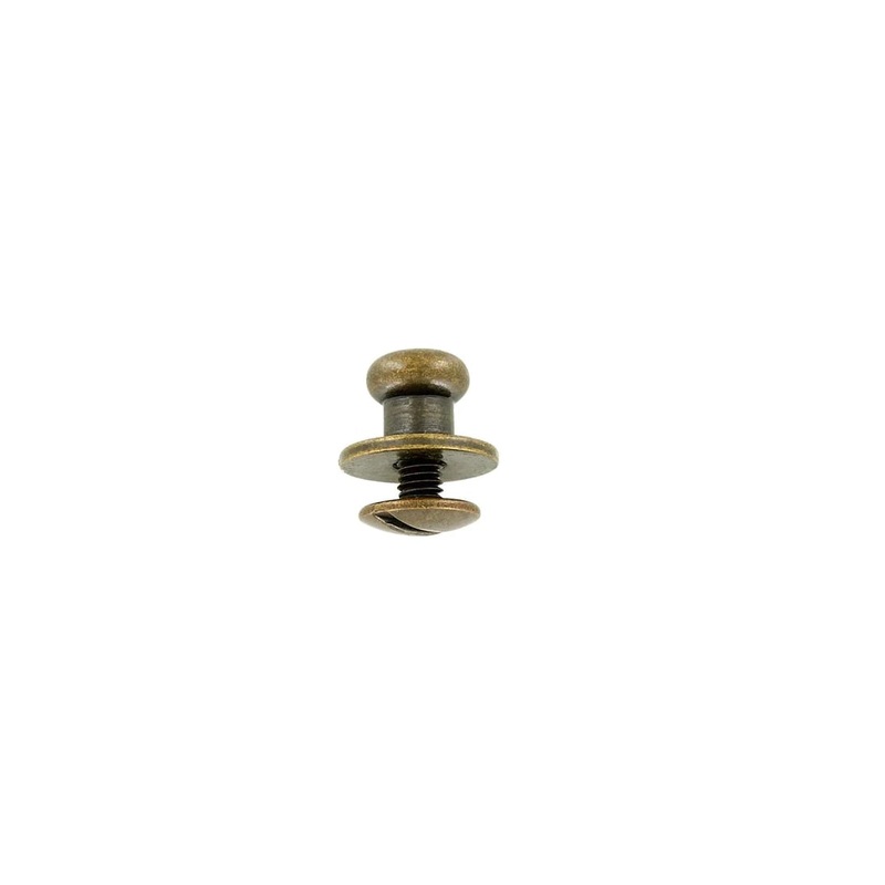 10mm, Antique Brass, Flat Top Collar Button Stud with Screw, Solid Brass – PK5, #P-287-SM-ANTB