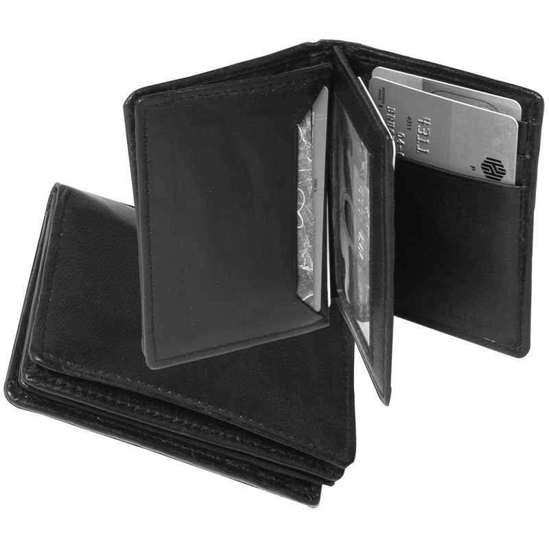 3 7/8 Black, Tri-fold Card Case, Leather, #M-1576-BLK