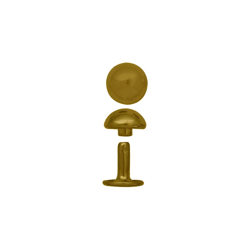 3/8 Gold, Double Cap Domed Rivet, Steel – 12pk, #A-410-GP