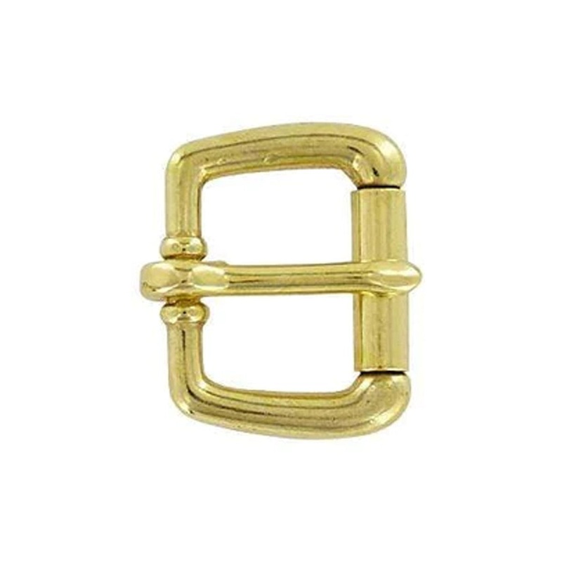 1 Brass, Heel Bar Roller Buckle, Solid Brass, #C-1155-SB