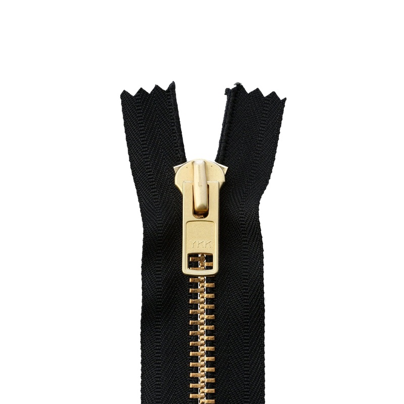 #10, Metal, Black, 12 YKK Closed End Zipper with Brass Teeth, #9CEB-12-BLK