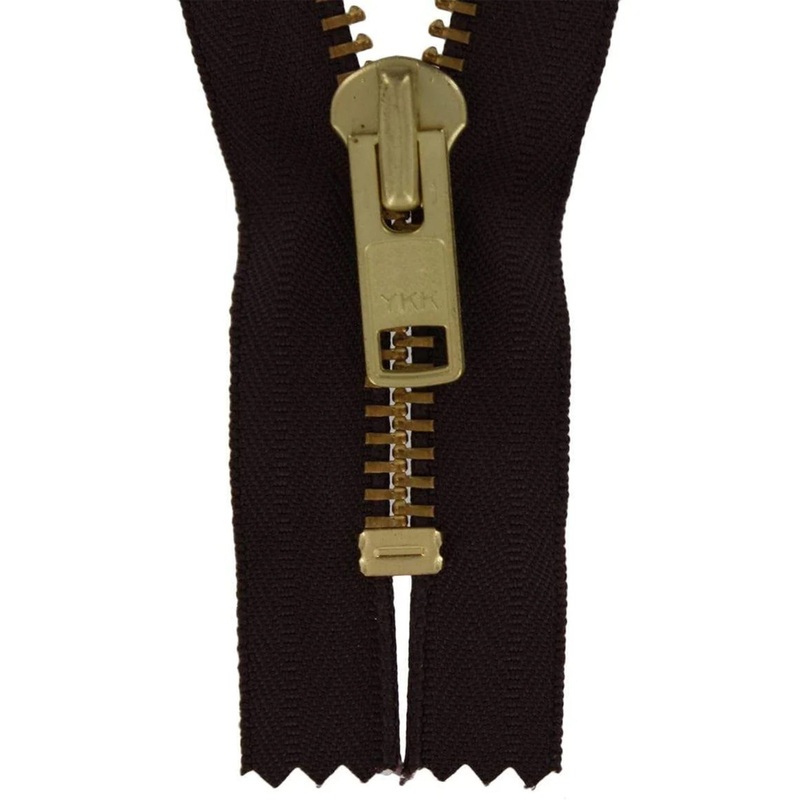 #10, Metal, Brown, 10 YKK Closed End Zipper with Brass Teeth, #9CEB-10-BRO