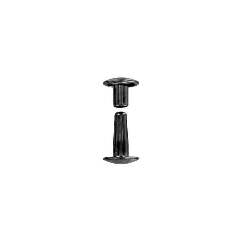 18mm Black, Double Cap Jiffy Rivets, Solid Brass-25ct, #618D-SBBK