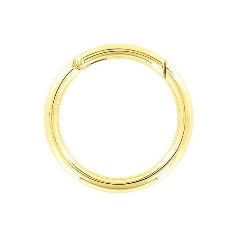 2 Shiny Gold, Spring Gate Round Ring, Zinc Alloy, #P-2732-GOLD