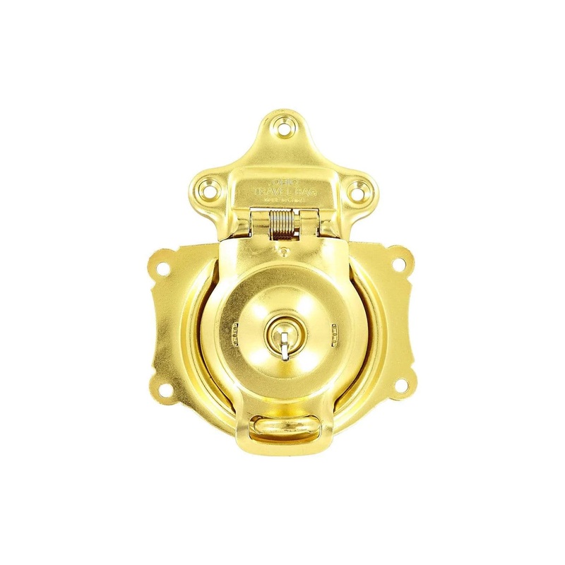 3 1/2 Brass, Large Trunk Lock w/ Spring, Steel, #G-3-BP