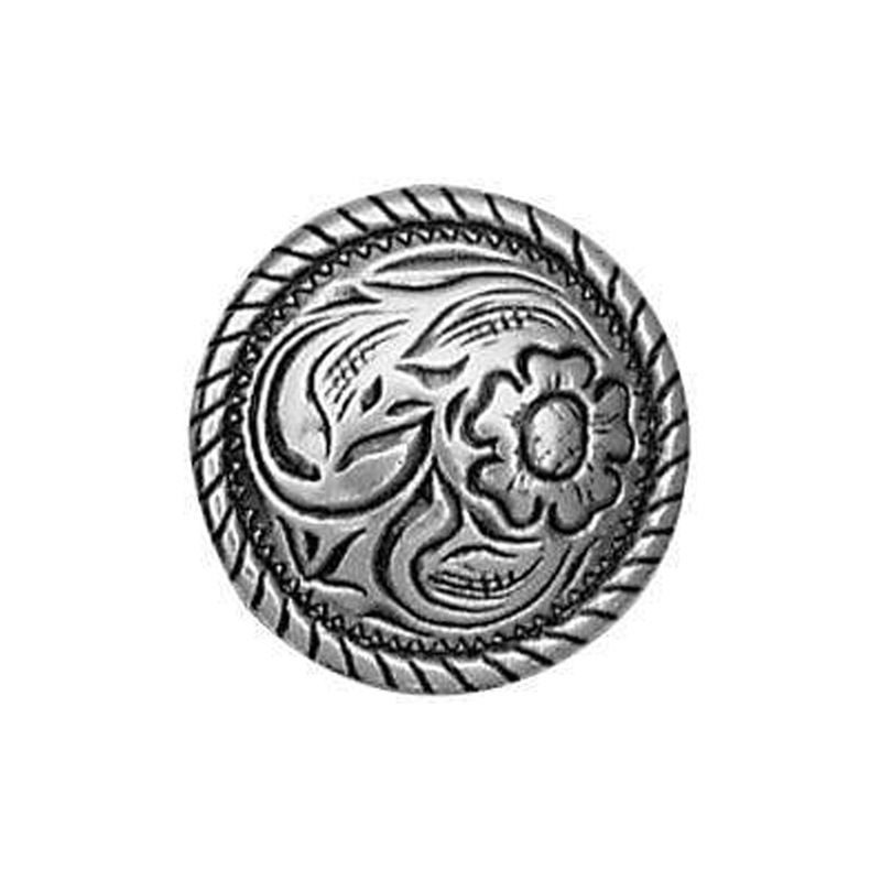 3/4 Nickel, Round Rope Edge Concho, Rivet Back, Zinc Alloy – PK5, #C-1623