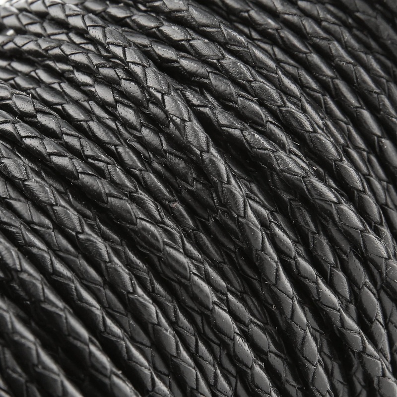 3mm Black, Braided Bolo Cord, Leather, #M-1632-BLK