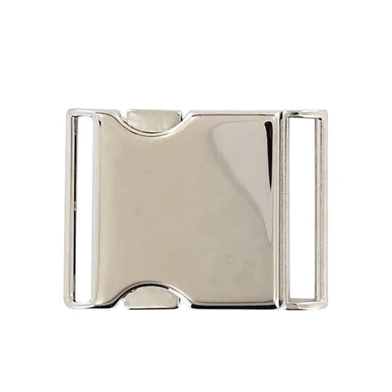 1 1/2 Shiny Nickel, Side Squeeze Buckle, Steel, #C-1908