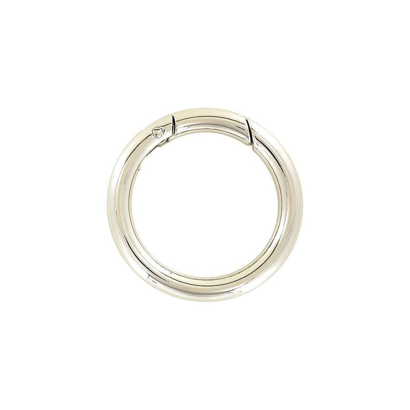 1 1/2 Shiny Nickel, Spring Gate Round Ring, Zinc Alloy, #P-2526-NIC