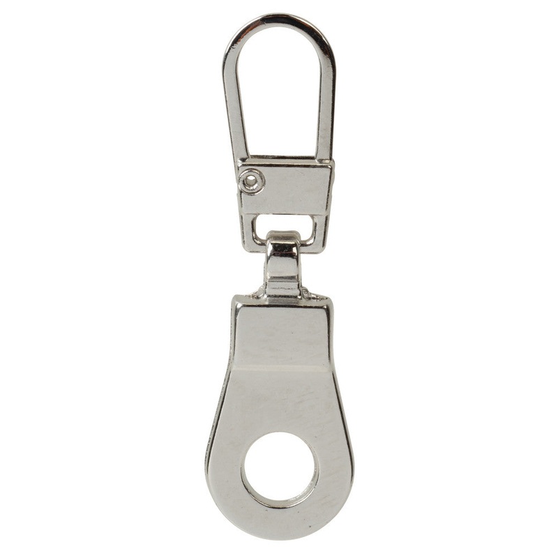 1 5/8 Shiny Nickel, Zipper Pull Replacement, Steel, #ZP-35-NIC