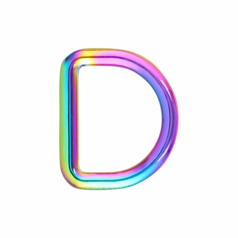 1 Iridescent Rainbow, Solid D-Ring, Zinc Alloy-PK10, #D-424-1-IR