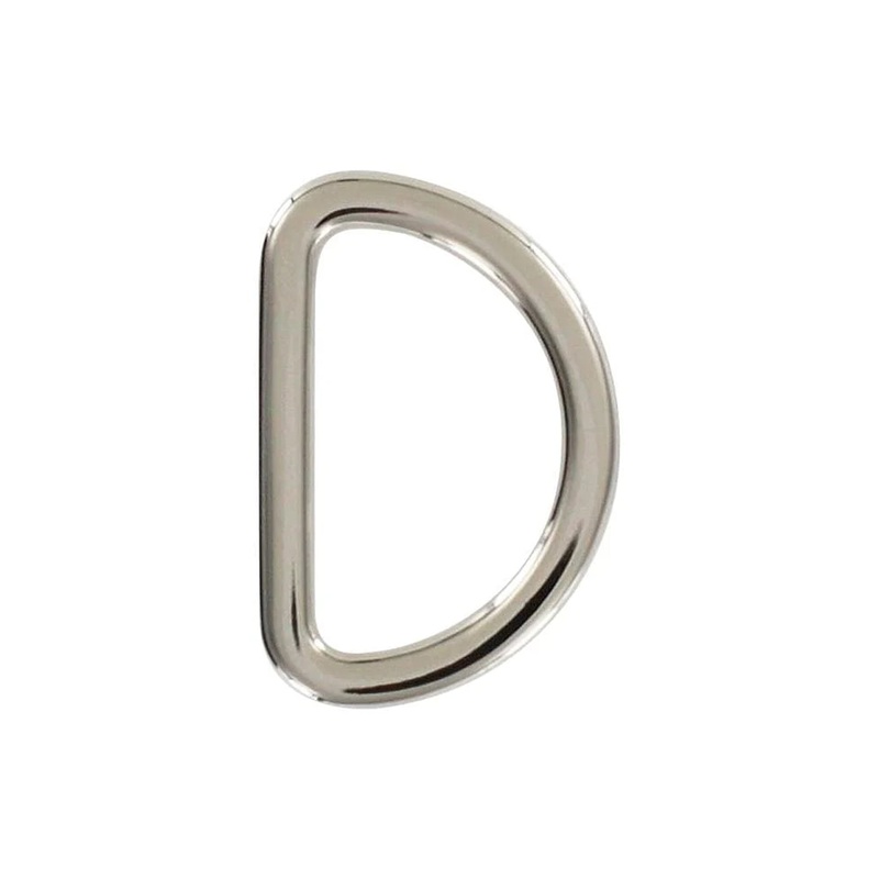 1 Shiny Nickel, Flat Cast D Ring, Zinc Alloy-PK5, #P-2561-NIC