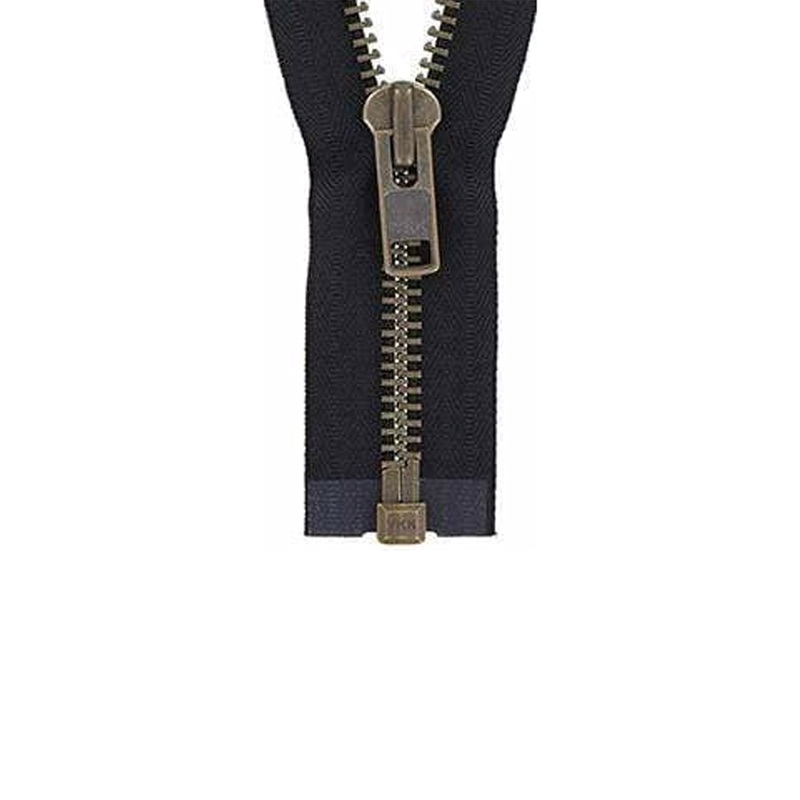 #10 Metal, Black, 30 Separating Bomber Jacket Zipper with Antique Brass Teeth, #9BJ-30-BLK-ANT