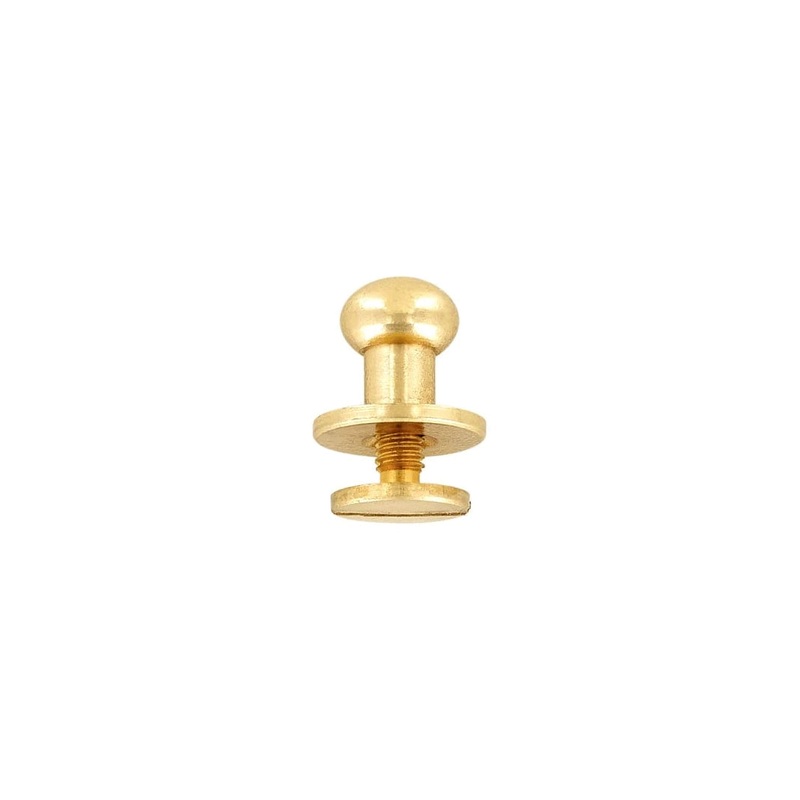 10mm, Brass, Flat Top Collar Button Stud with Screw, Solid Brass – PK5, #P-287-SM-SB