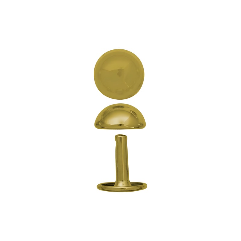15mm Gold, Double Cap Domed Rivet, Steel – 12pk, #A-415-GP