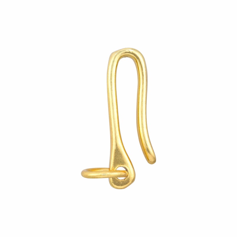 16mm Shiny Gold, Fish Hook, Solid Brass, #P-3146-GOLD