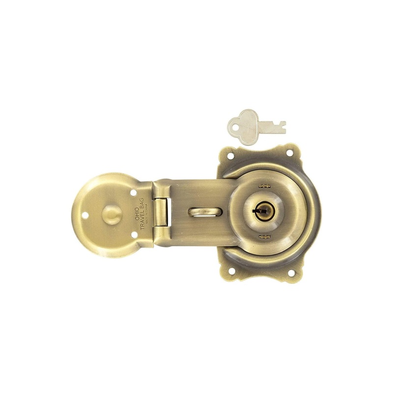 3 1/2 Brushed Antique Brass, Trunk Lock, Steel, #G-1-ANTB
