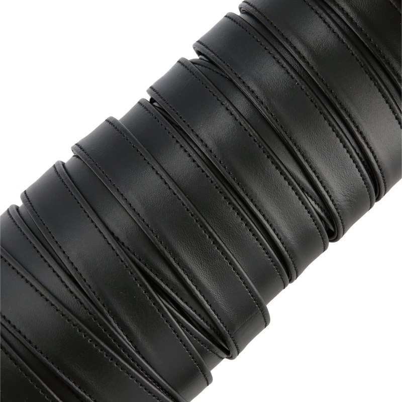 3/4 Black, Flat Leather Strapping, Leather, #CALF-3-4-BLK