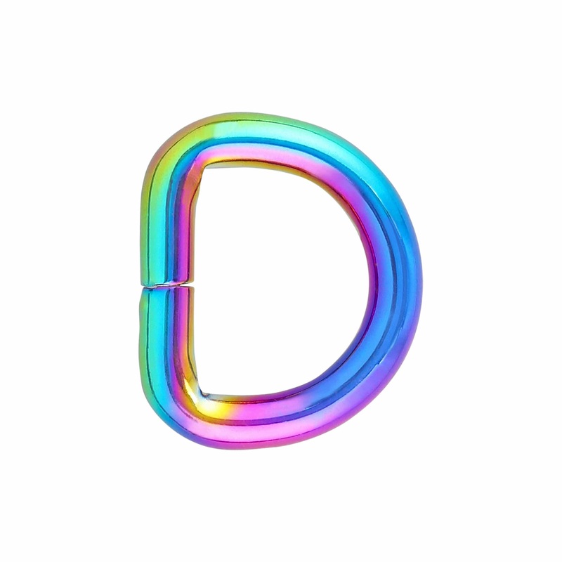 3/4 Iridescent Rainbow, Split D-Ring, Zinc Alloy-Pk5, #D-423-3-4-IR