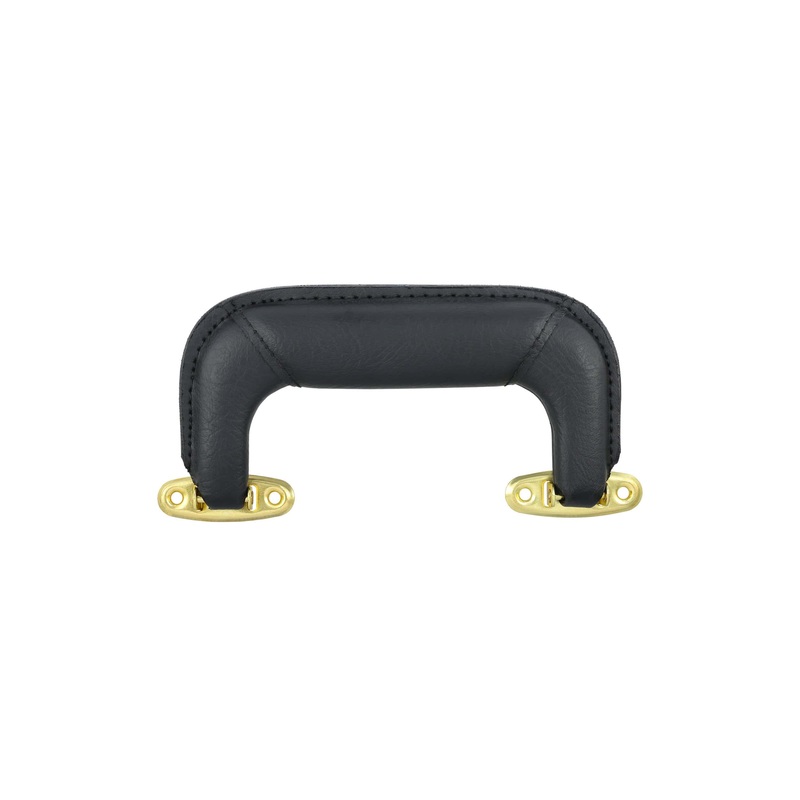 4 3/4 Black, Handle with Brass Hardware, Vinyl, #L-3884-BRS