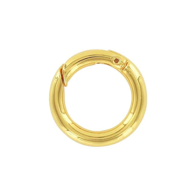 5/8 Shiny Gold, Spring Gate Round Ring, Zinc Alloy-PK5, #P-2578-GOLD