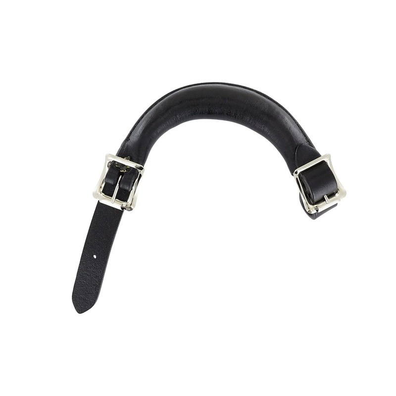 6 Black, Emergency Handle with Nickel Hardware, Leather, #L-3703-BLK