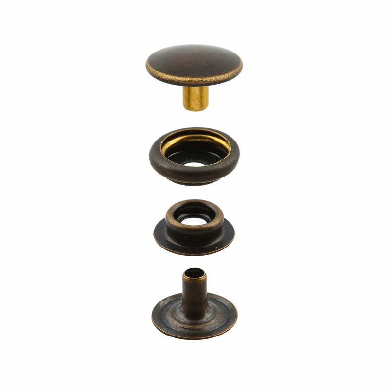 Line 24 Snap Set Solid Brass Antique(Pack of 10 Sets Complete), #WF-036-ANTB