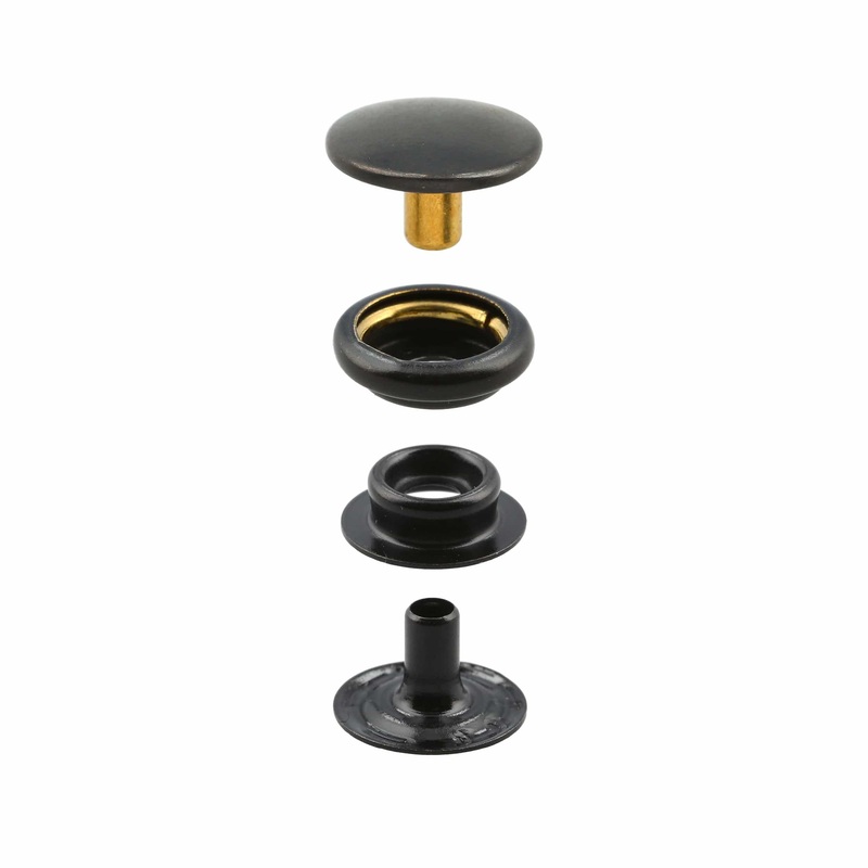 Line 24 Snap Set Solid Brass Black (Pack of 10 Sets Complete), #WF-036-BLK