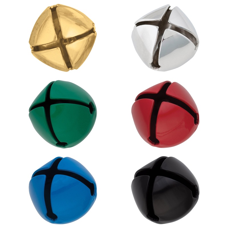 #115 Sleigh Bell|1″|1-1/4″|1-1/2″|Brass Plated|Nickel Plated|Green|Red|Blue|Black