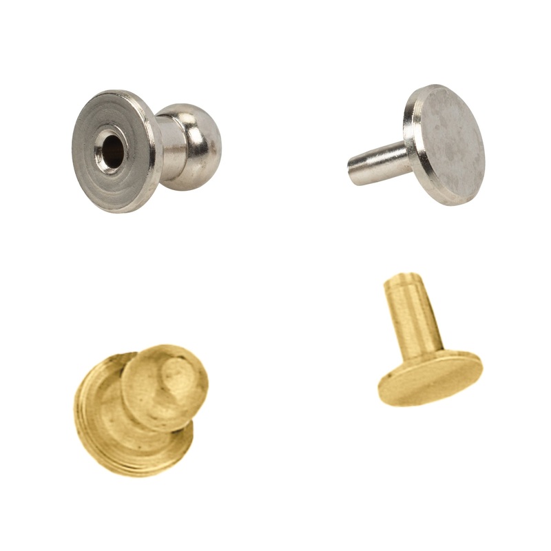 #3420 Button Stud with Post|Nickel Brass|Solid Brass