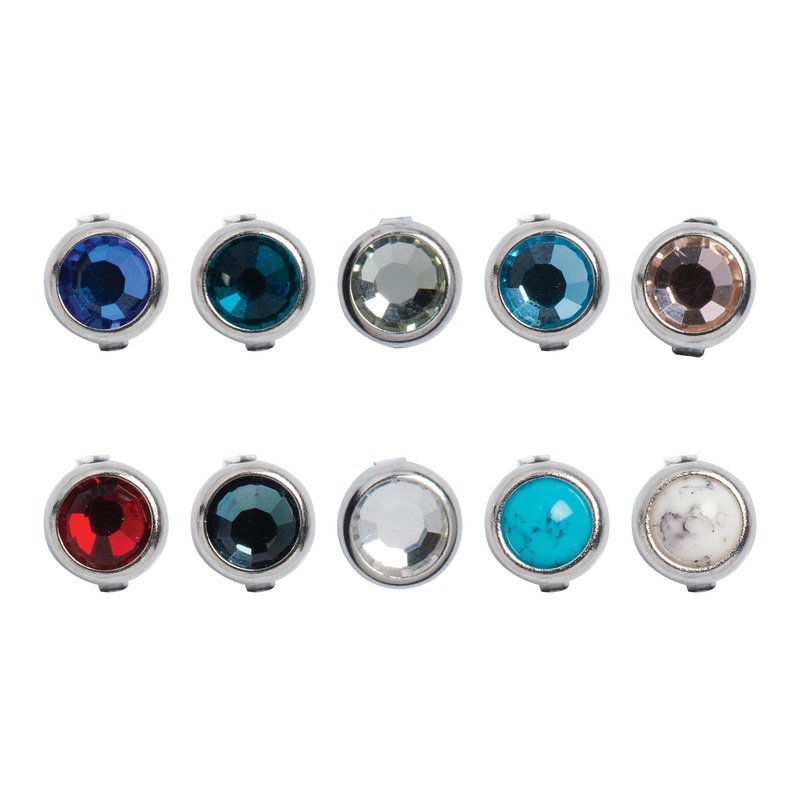 Synthetic Crystal Pack|Storm|Peacock|Black Diamond|Aquamarine|Light Peach|Siam|Montana|Crystal|Light Blue|Ivory|Nickel Plated