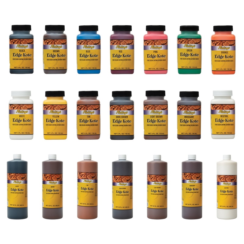 Fiebing’s Edge Kote|Black|Brown|Blue|Red|Pink|Green|Orange|White|Yellow|Tan|Dark Brown|Light Brown|Mahogany|Neutral|4 Oz.|Quart