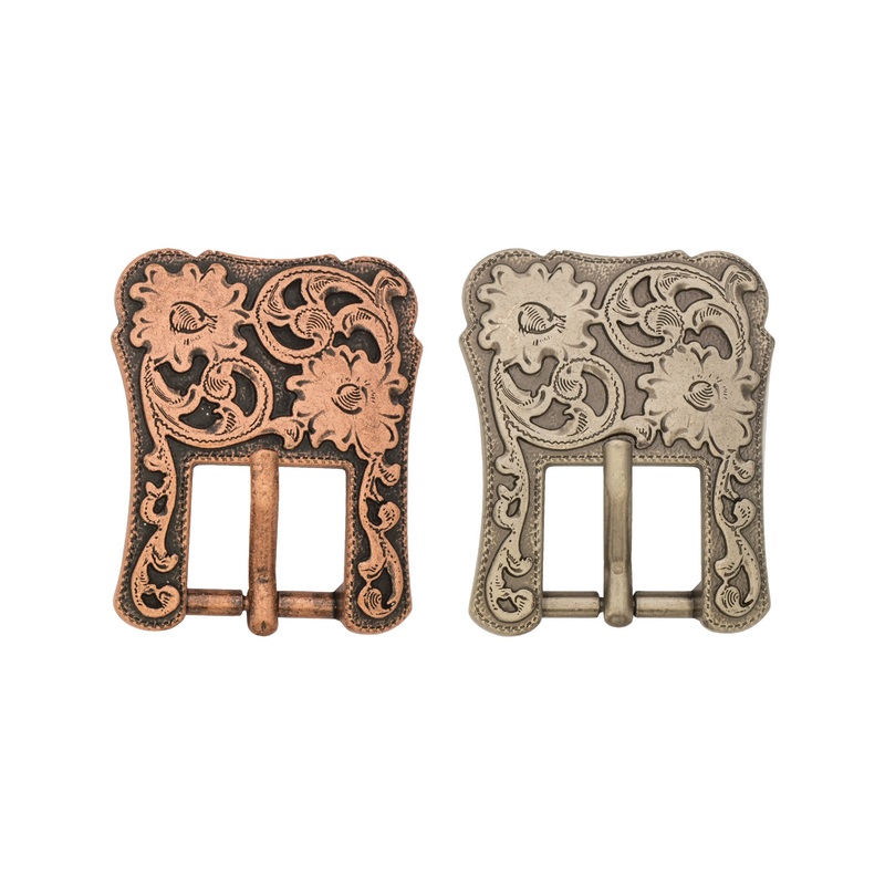 Floral Heel Buckle|5/8″|3/4″|Antique Copper|Antique Nickel