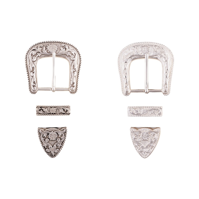 Western Floral Buckle Loop & Tip Set, 1-1/2