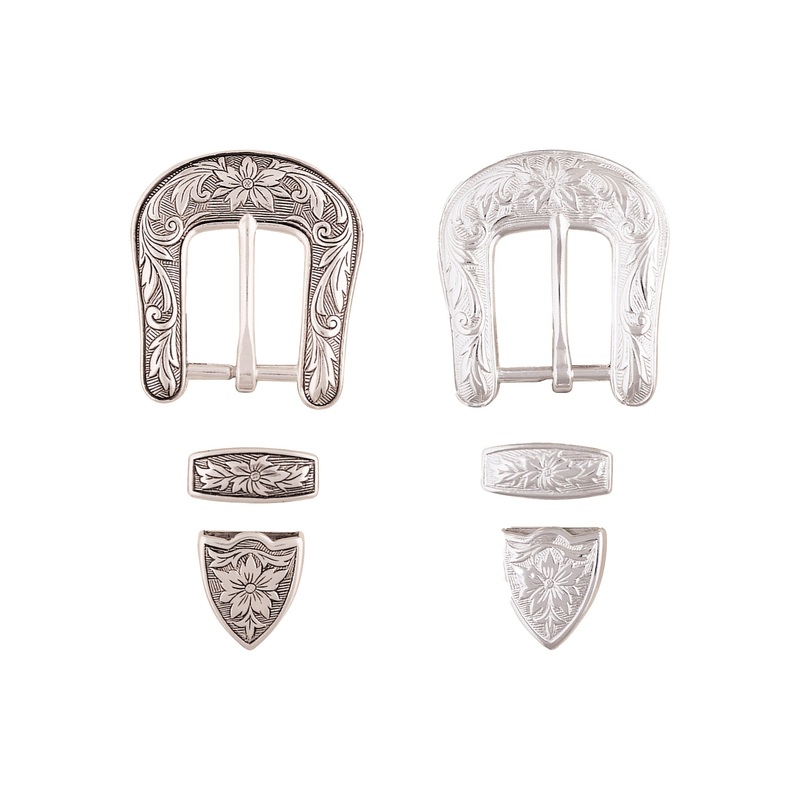 Western Floral Buckle Loop & Tip Set, 1