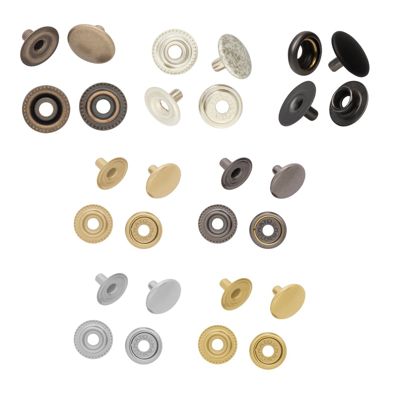 10-Pack of #2206 Snaps|Antique Brass|Antique Nickel|Black|Brass Plated|Gunmetal|Nickel Plated|Solid Brass