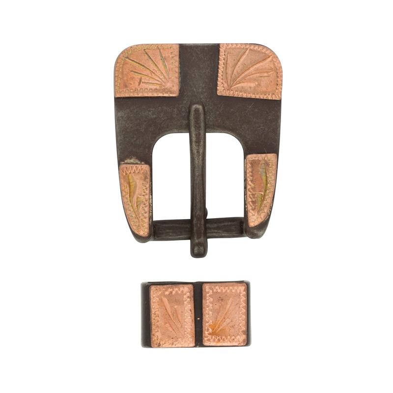 #1861 Square Heel Buckle & Loop Set, Buffed Brown Steel, 5/8