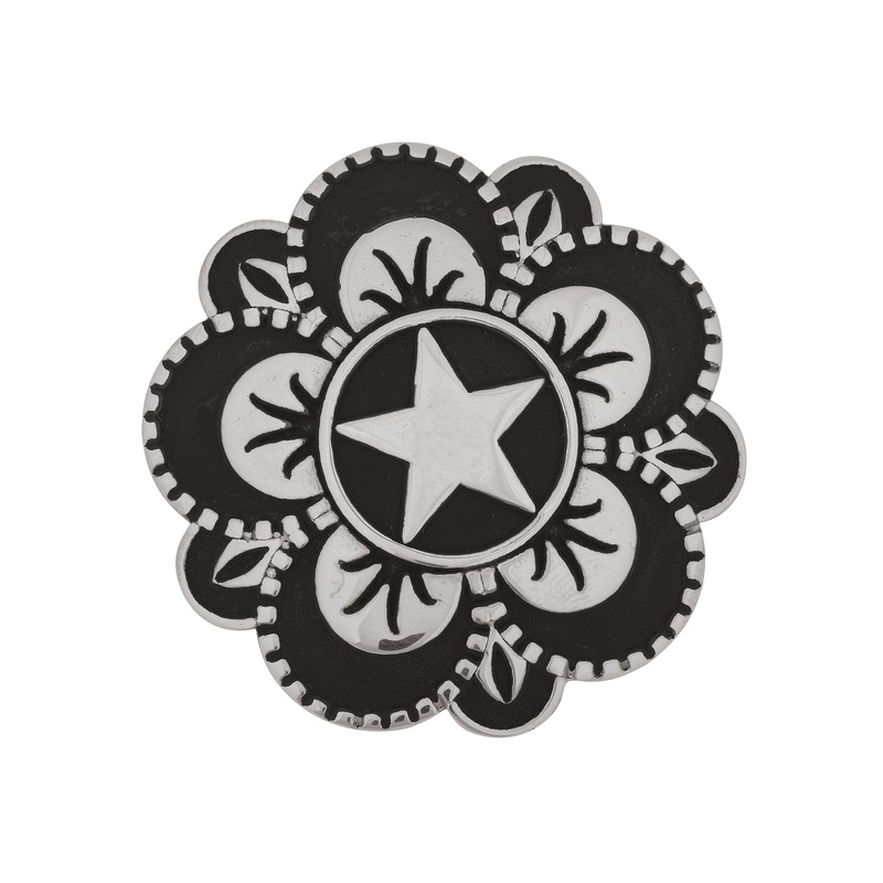 Jeremiah Watt Floral Star Concho, 1-1/2 with loop