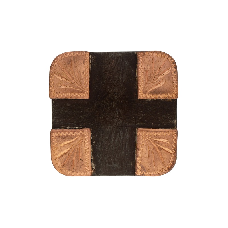 #1882 Square Concho Buffed Brown Steel, 1-1/4