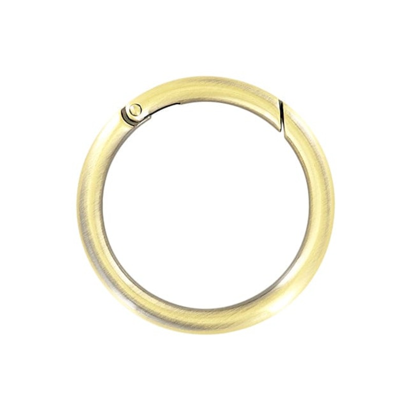 2 Antique Brass, Spring Gate Round RIng, Zinc Alloy, #P-2732-ANTB