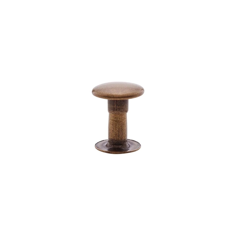 9mm Antique Brass, Single Cap Jiffy Rivet, Solid Brass- 100pk, #NB409S-ANTB