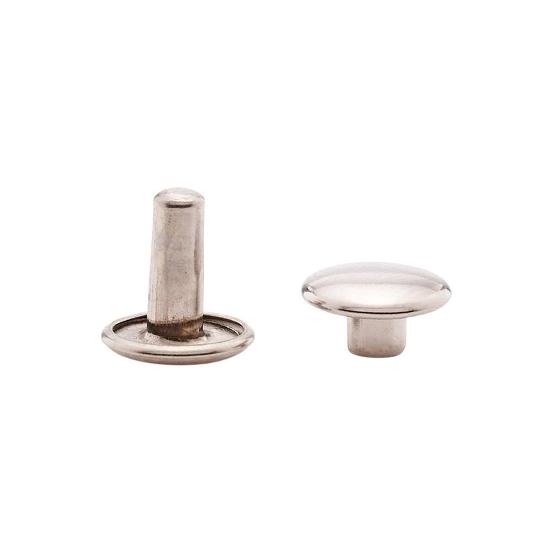 9mm Nickel, Double Cap Jiffy Rivet, Solid Brass-100ct, #NB409D-SBN