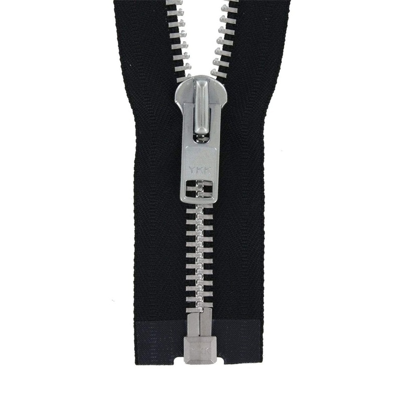 #10 Metal, Black, 20 YKK Separating Jacket Zipper with Aluminum Teeth, #9JK-20-BLK-N