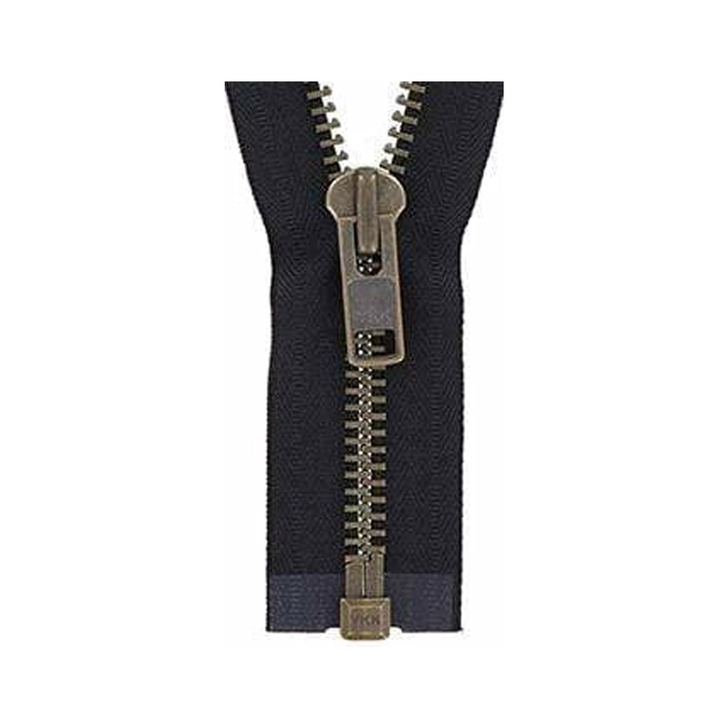 #10 Metal, Black, 36 Separating Bomber Jacket Zipper with Antique Brass Teeth, #9BJ-36-BLK-ANT