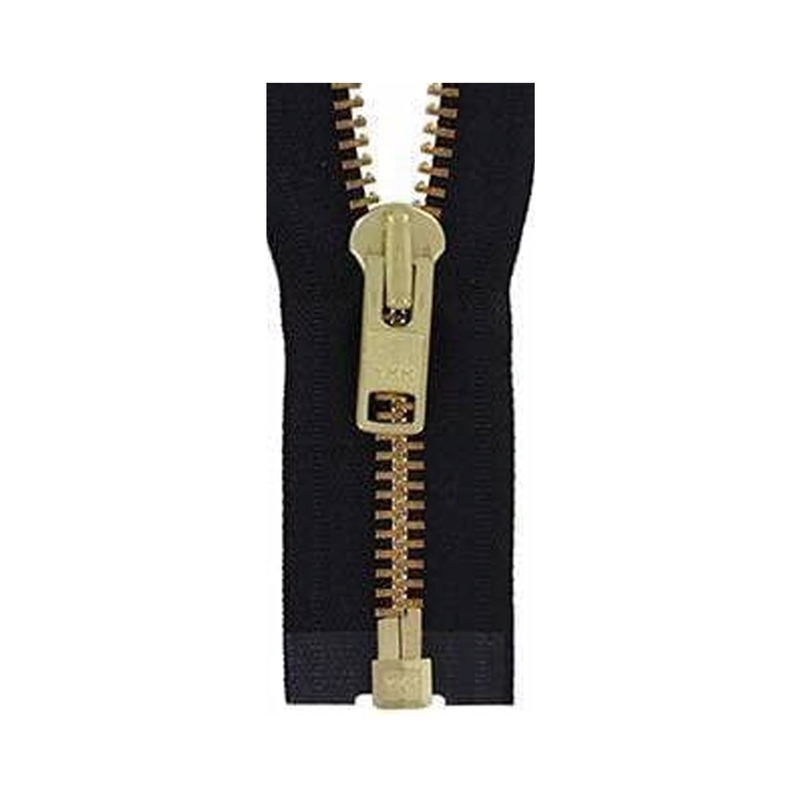 #10 Metal, Black, 36 YKK Separating Jacket Zipper with Brass Teeth, #9JK-36-BLK-B